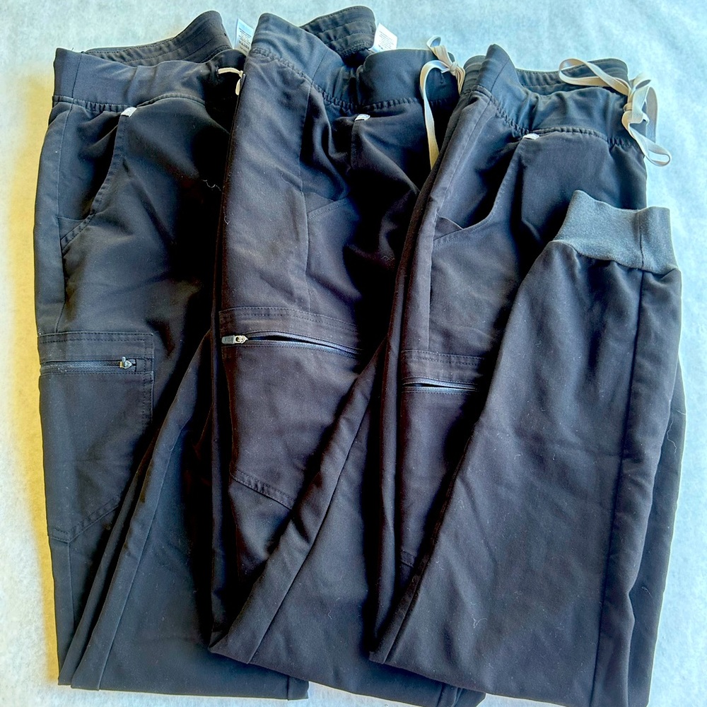 Figs Zamora Technical Collection Scrub Jogger Pants Womens S/T Black Bundle of 3